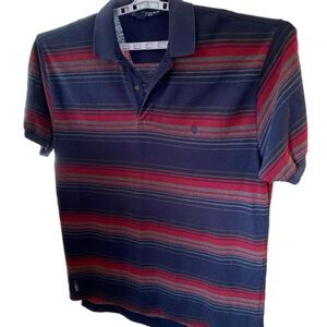 Nautical Polo Shirt Red Navy Gray Striped Men’s XL/TG